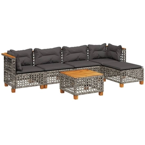 vidaXL Salon de jardin 6 pcs avec coussins gris résine tressée pas cher