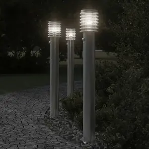 Comparateur de prix : vidaXL Lampadaires d'extérieur avec capteurs 3 pcs acier inoxydable