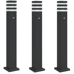 Comparateur de prix : vidaXL Lampadaires d'extérieur avec capteur 3 pcs noir 80 cm aluminium