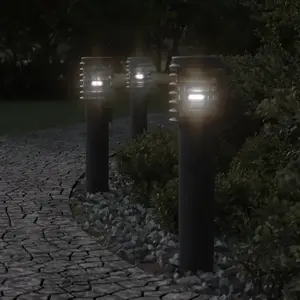 Comparateur de prix : vidaXL Lampadaires d'extérieur avec sortie 3 pcs noir acier inoxydable