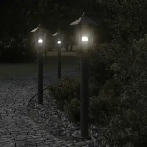 Comparateur de prix : vidaXL Lampadaires d'extérieur 3 pcs noir 80 cm acier inoxydable