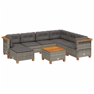vidaXL Salon de jardin 8 pcs avec coussins gris résine tressée pas cher