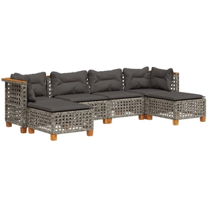 vidaXL Salon de jardin 6 pcs avec coussins gris résine tressée pas cher