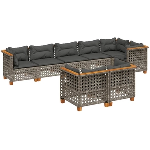 vidaXL Salon de jardin 9 pcs avec coussins gris résine tressée pas cher