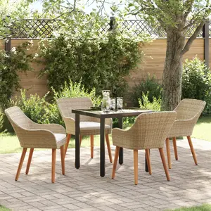 vidaXL Ensemble de salle à manger de jardin 5 pièces en rattan poly beige pas cher