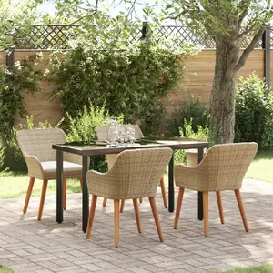 vidaXL Ensemble de salle à manger pour jardin 5 pcs Beige polyrotin pas cher