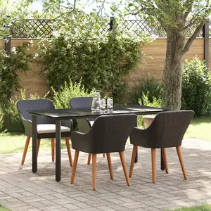 vidaXL Vidaxl Ensemble De Salle À Manger De Jardin 5 Pièces Noir En Polyrotin pas cher