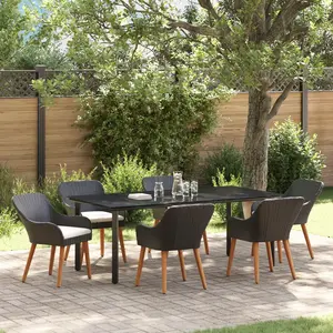 vidaXL Vidaxl Ensemble De 7 Pièces Jardin En Poly Rotin Noir pas cher