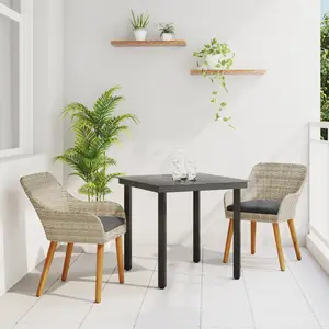 vidaXL Ensemble de salle à manger 3 pcs Gris clair et noir Moyen pas cher