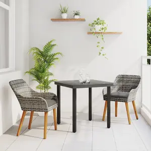 vidaXL Vidaxl Ensemble De Repas De Jardin 3 Pièces En Poly Rattan Gris pas cher
