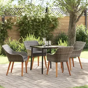 vidaXL Ensemble de salle à manger pour jardin 5 pcs Gris polyrotin pas cher