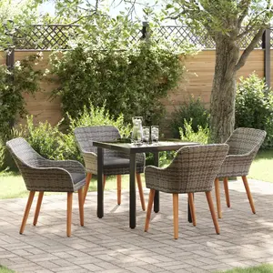 vidaXL Ensemble de salle à manger pour jardin 5 pcs Gris polyrotin pas cher