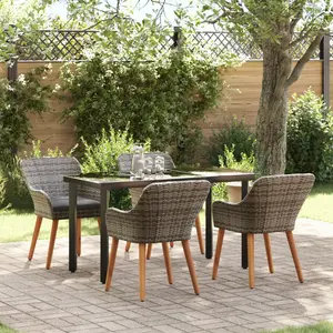 vidaXL Ensemble de salle à manger pour jardin 5 pcs Gris polyrotin pas cher