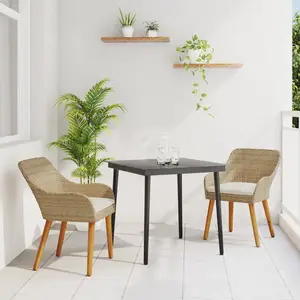 vidaXL Vidaxl Ensemble De Repas De Jardin 3 Pièces Beige Poly Rattan pas cher