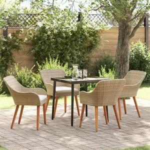 vidaXL Vidaxl Ensemble De Salle À Manger De Jardin 5 Pièces En Poly Rattan Beige pas cher