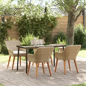 vidaXL Ensemble de salle à manger jardin 5 pièces en rattan poly beige pas cher