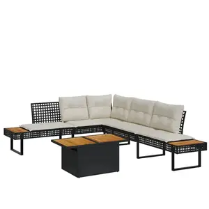 vidaXL Salon de jardin avec coussins 2 pcs noir résine tressée acacia pas cher