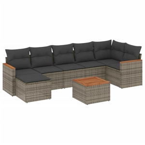 vidaXL Salon de jardin 8 pcs avec coussins gris résine tressée pas cher
