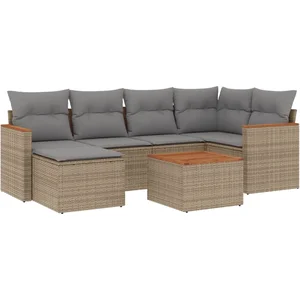 vidaXL Salon de jardin avec coussins 7 pcs beige résine tressée pas cher