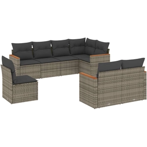 vidaXL Salon de jardin 8 pcs avec coussins gris résine tressée pas cher