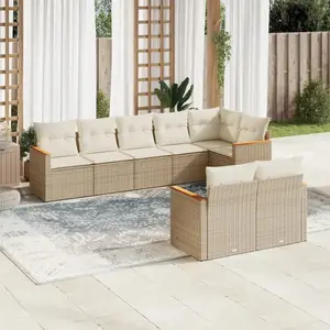 vidaXL Salon de jardin avec coussins 8 pcs beige résine tressée pas cher