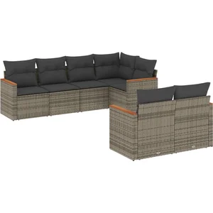 vidaXL Salon de jardin avec coussins 7 pcs gris résine tressée pas cher
