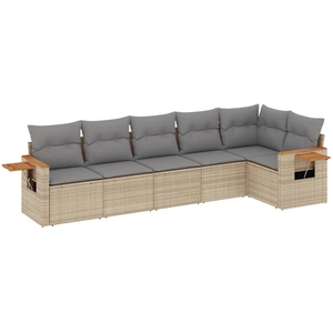 vidaXL Salon de jardin avec coussins 7 pcs beige résine tressée pas cher