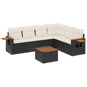 vidaXL Salon de jardin 6 pcs avec coussins noir résine tressée pas cher