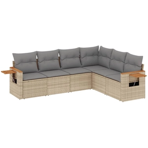 vidaXL Salon de jardin avec coussins 6 pcs beige résine tressée pas cher