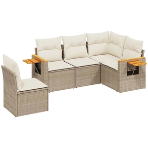 vidaXL Salon de jardin avec coussins 5 pcs beige résine tressée pas cher
