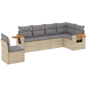 vidaXL Salon de jardin avec coussins 6 pcs beige résine tressée pas cher