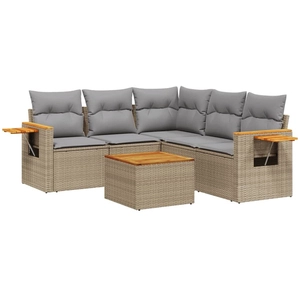 vidaXL Salon de jardin avec coussins 6 pcs beige résine tressée pas cher