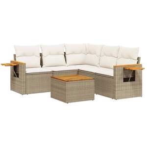vidaXL Salon de jardin avec coussins 5 pcs beige résine tressée pas cher