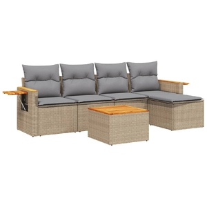 vidaXL Salon de jardin avec coussins 6 pcs beige résine tressée pas cher