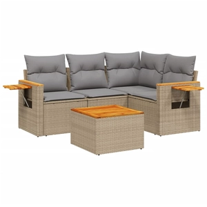 vidaXL Salon de jardin avec coussins 4 pcs beige résine tressée pas cher