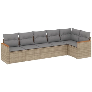 vidaXL Salon de jardin avec coussins 7 pcs beige résine tressée pas cher