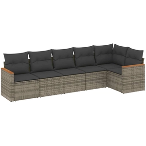vidaXL Salon de jardin avec coussins 7 pcs gris résine tressée pas cher