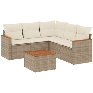 vidaXL Salon de jardin avec coussins 6 pcs beige résine tressée pas cher