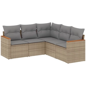 vidaXL Salon de jardin avec coussins 6 pcs beige résine tressée pas cher