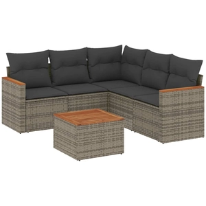 vidaXL Salon de jardin 6 pcs avec coussins gris résine tressée pas cher