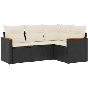 vidaXL Salon de jardin 5 pcs avec coussins noir résine tressée pas cher