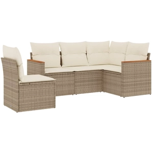 vidaXL Salon de jardin avec coussins 6 pcs beige résine tressée pas cher