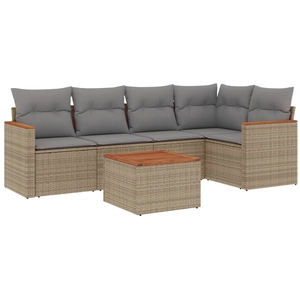 vidaXL Salon de jardin avec coussins 5 pcs beige résine tressée pas cher