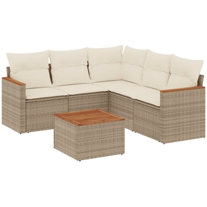 vidaXL Salon de jardin avec coussins 5 pcs beige résine tressée pas cher