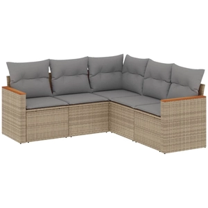 vidaXL Salon de jardin avec coussins 5 pcs beige résine tressée pas cher
