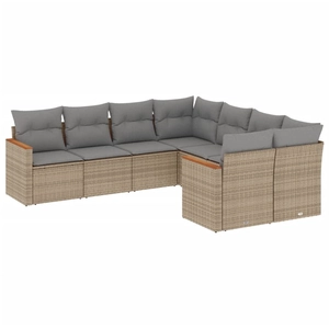 vidaXL Salon de jardin avec coussins 8 pcs beige résine tressée pas cher