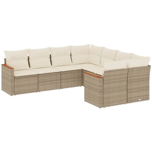vidaXL Salon de jardin avec coussins 8 pcs beige résine tressée pas cher