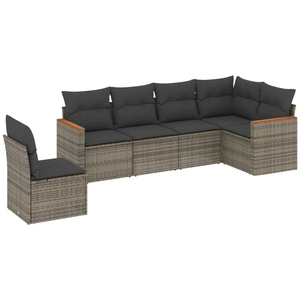 vidaXL Salon de jardin avec coussins 7 pcs gris résine tressée pas cher