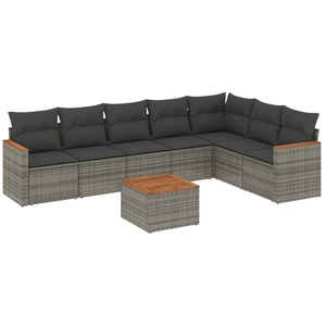 vidaXL Salon de jardin avec coussins 7 pcs gris résine tressée pas cher