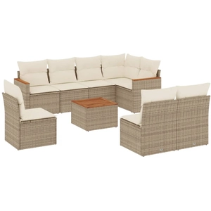 vidaXL Salon de jardin avec coussins 8 pcs beige résine tressée pas cher